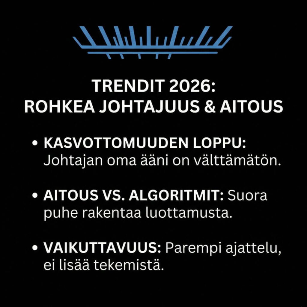 viestinnän trendit 2026 rohkea johtajuus ja aitous